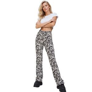 Motel Rocks Zoven 90’s Zebra Flared Trouser Pants Small High Waist Flare Retro